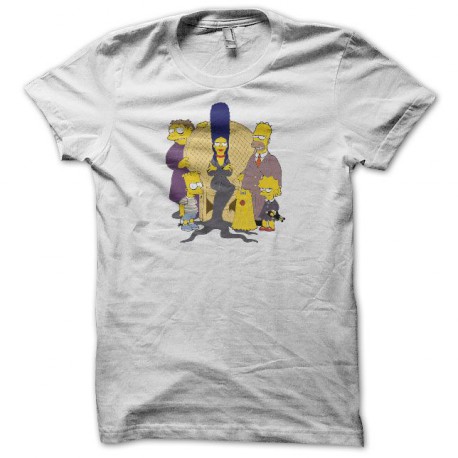 Tee shirt La famille Addams Simpsons blanc