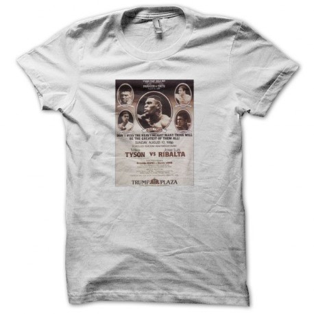 camiseta boxe Tyson vs Ribalta 1986 blanco