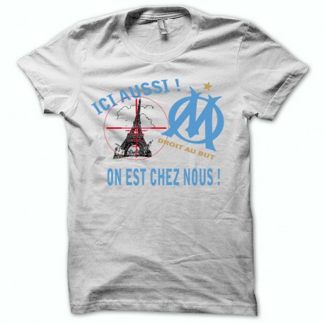 Tee shirt Anti PSG football on est chez nous noir/blanc
