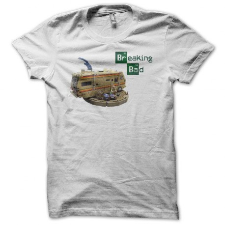 Tee shirt Breaking bad camping car parodie lego blanc