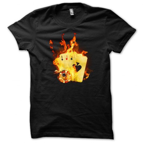 Tee shirt Poker burning game noir