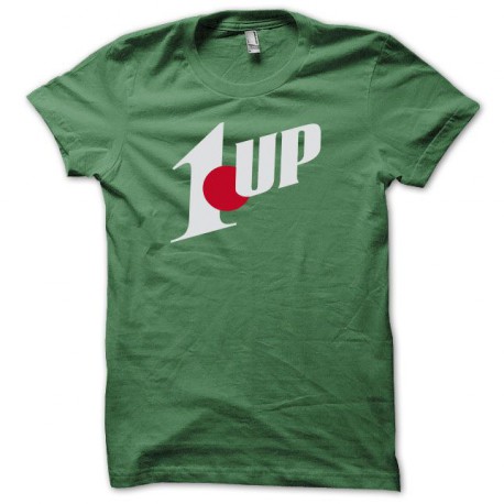 Camiseta 1 up parodia seven up blanco/verde