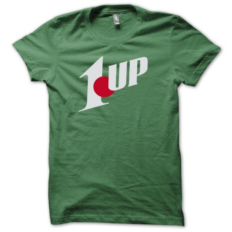 Tee shirt 1 up parodie seven up blanc/vert bouteille