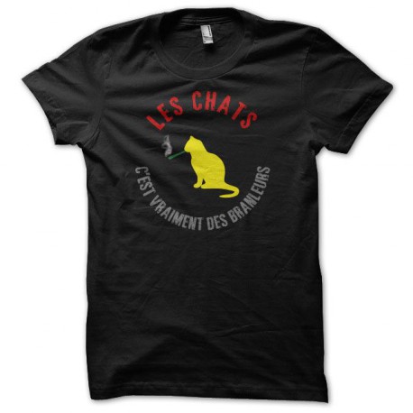 Tee shirt  Les Nuls les chats c'est des branleurs noir