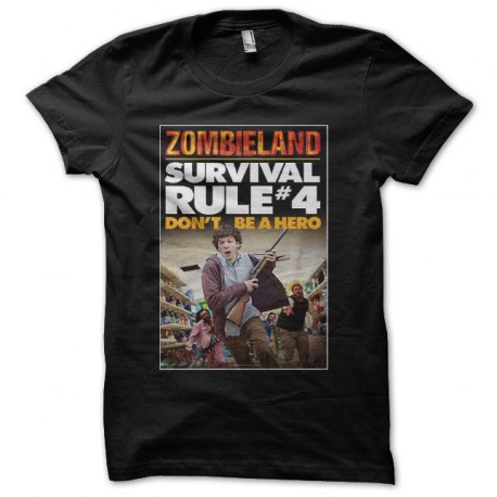 Tee shirt survival rule zombieland don't be a hero noir