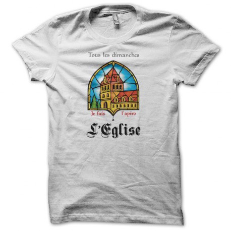 t-shirt funny Leffe parody église white