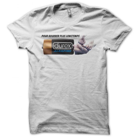Tee shirt sexe Duracell Durex parodie Alkapine blanc