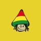 Tee shirt champignon rasta funny jaune