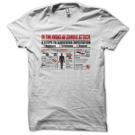 Tee shirt attaque zombis plan blanc