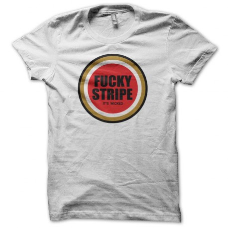 Tee shirt Lucky Strike parodie Fucky Stripe blanc