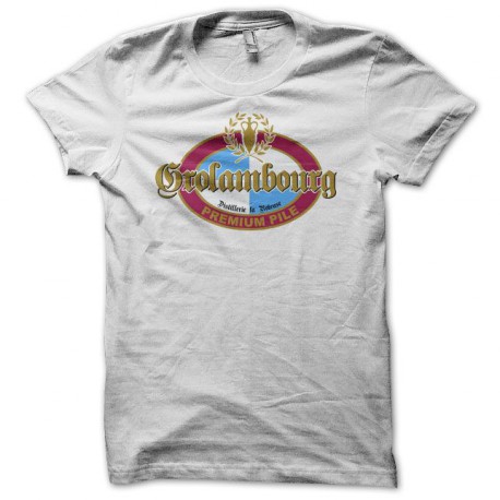 Tee shirt humour Grolambourg parodie Kronembourg blanc