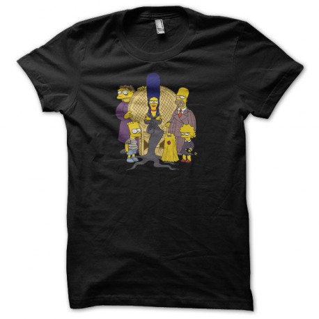 Tee shirt La famille Addams Simpsons noir