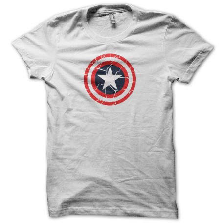 Tee shirt Captain America cracked target blanc