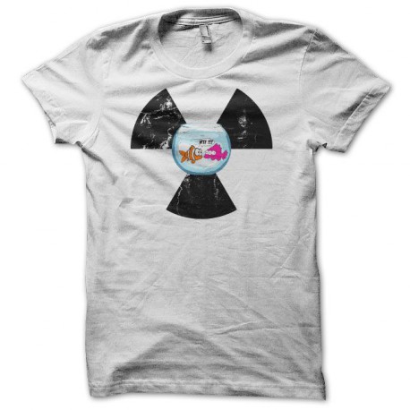 Tee shirt écologie Bocal Poisson Nucléaire WTF blanc