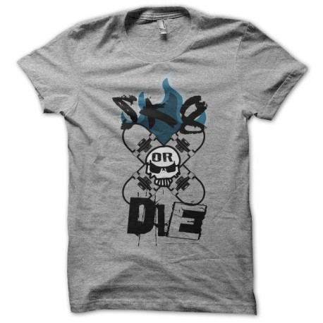 camiseta Skate SK8 or Die burning gris