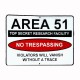 Tee shirt  Area 51 no trespassing blanc
