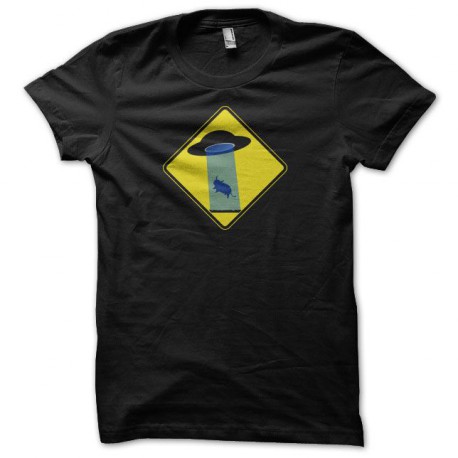 Tee shirt OVNI Warning Abduction Zone noir