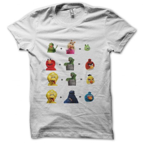 Tee shirt Muppet Show vs Angry Birds blanc