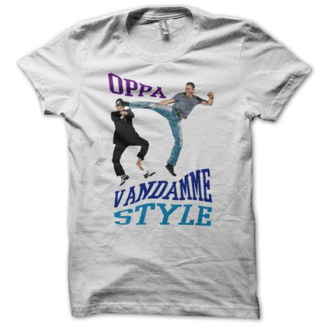 Tee shirt OPPA Van Damme Style parodie gangnam blanc