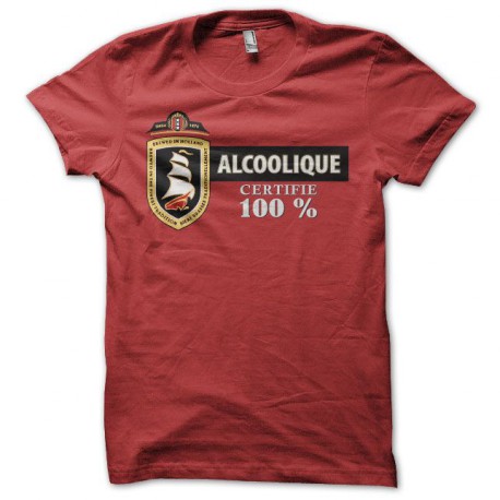 camiseta humor Amsterdam Navigator parodia Alcoolique certifié 100% rojo