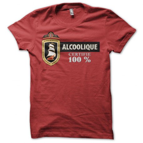 Tee shirt humour Amsterdam Navigator parodie Alcoolique certifié 100% rouge