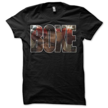 Tee shirt boxe gloves ring text noir