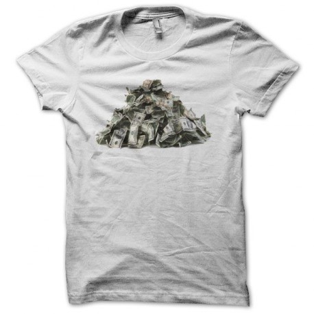 Tee shirt pile de billets dollars blanc