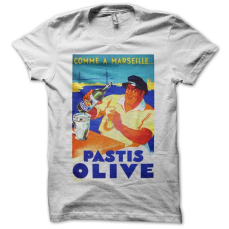 Tee shirt Pastis Olive vintage 60's blanc