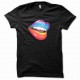 Tee shirt rainbow lips noir