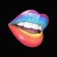 Tee shirt rainbow lips noir