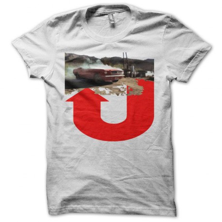Tee shirt U-turn mustang blanc
