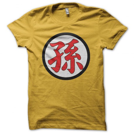 Tee shirt manga symbol Goku's family kanji jaune