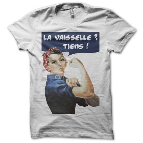 Tee shirt humour La vaiselle ? Tiens ! blanc