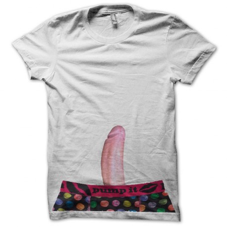 Tee shirt sexe Pump-it penis long blanc