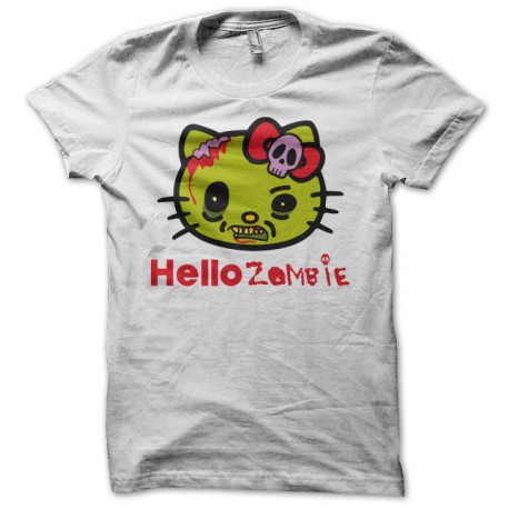 Tee shirt Hello Kitty parodie Hello Zombie blanc