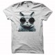 Tee shirt lenon cat glasses blanc