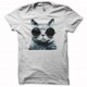 T-shirt lenon cat glasses white