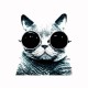 Tee shirt lenon cat glasses blanc