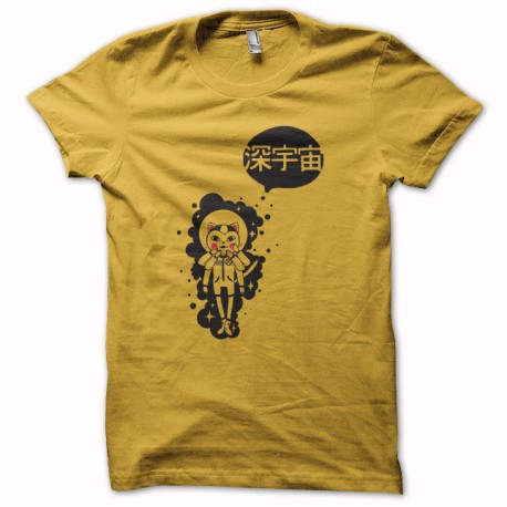 T-shirt chinese space cat yellow