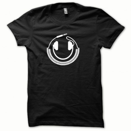 Tee shirt Dj casque smiley blanc/noir