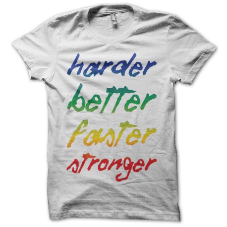 Tee shirt Daft Punk Harder Better Faster Stronger blanc