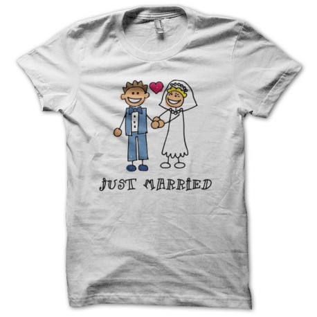 camiseta Just Married kid cartoon blanco