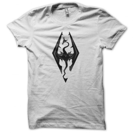 T-shirt Skyrim dragon symbol white