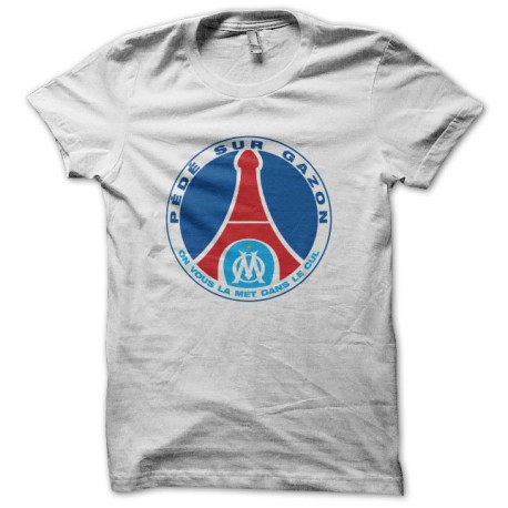 Tee shirt OM anti PSG Pédé Sur Gazon blanc