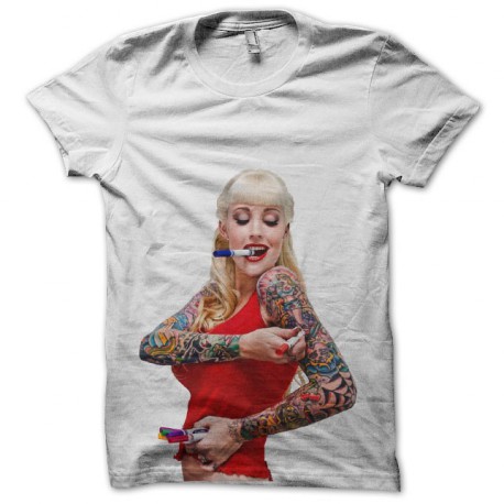 Tee shirt tatoo master pin up trash blanc