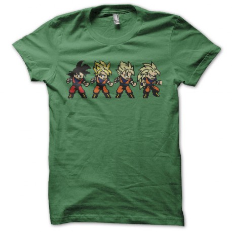 Tee shirt Son Goku evolution pixel art vert