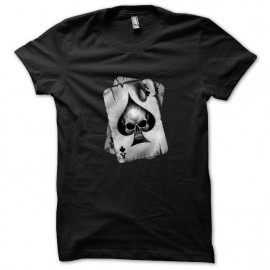 Black tee shirt Poker card skull