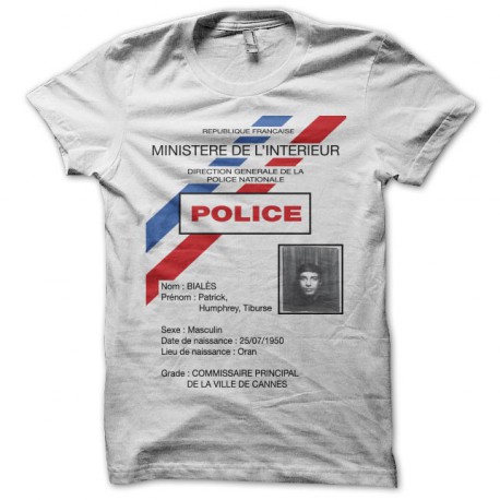 Tee shirt La cité de la peur Commissaire Bialès carte de police blanc