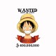 Tee shirt wanted luffy One piece blanc 