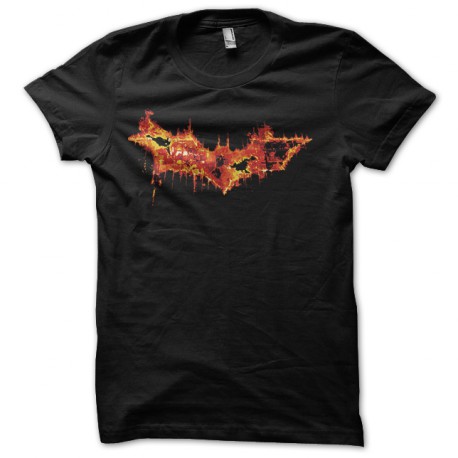 T shirt Bat man logo black art in fire